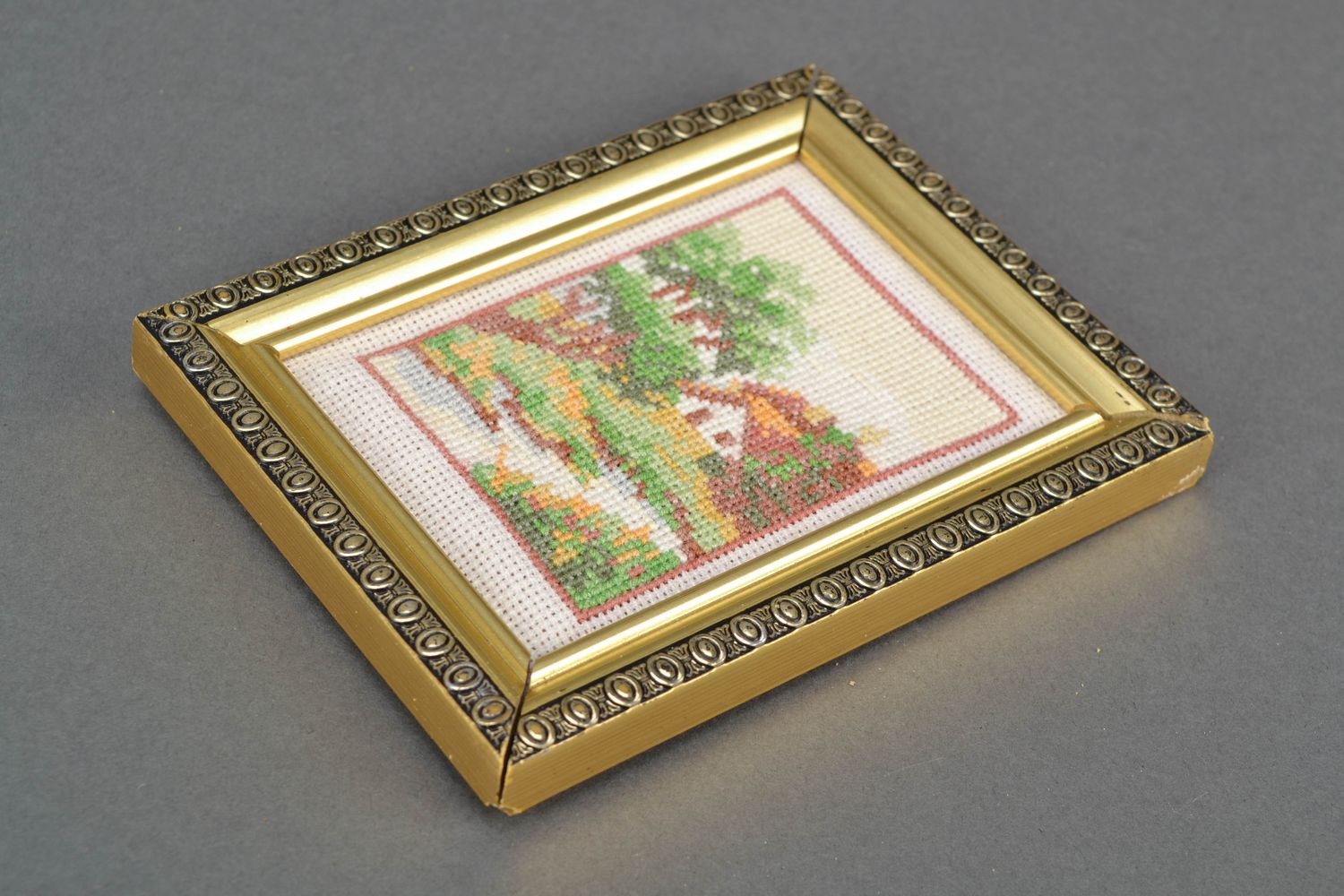 Cross stitch embroidered picture The House photo 4