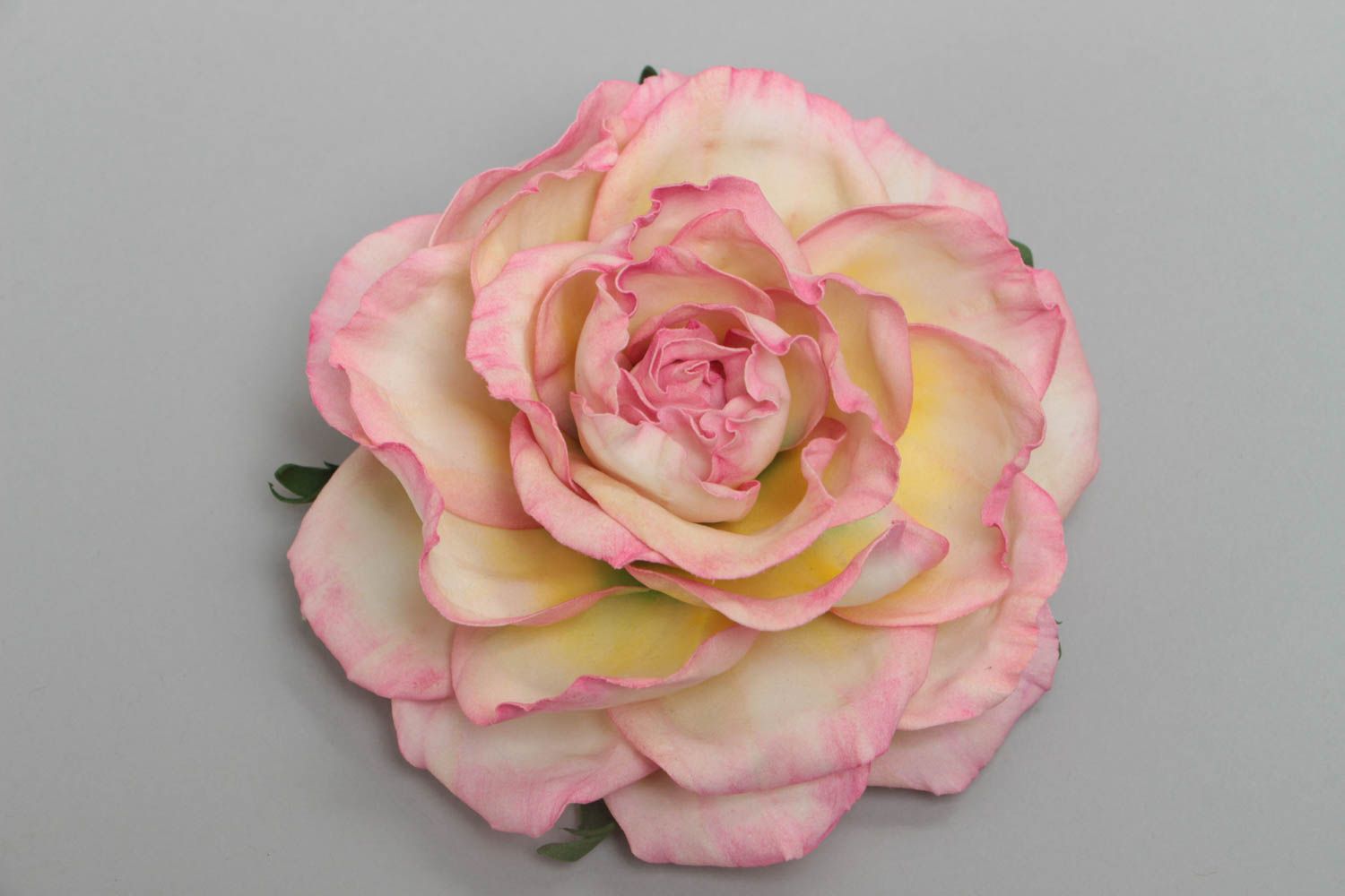 Coletero para el pelo artesanal con flor de foamiran grande rosado  foto 2
