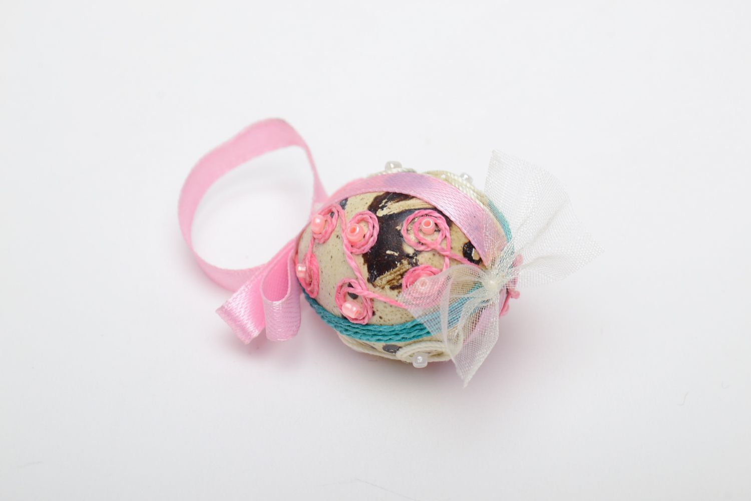 Интерьерная подвеска в виде пасхального яйца Розовая фото 4