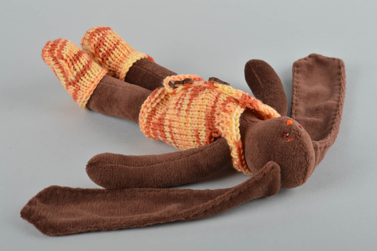 Игрушка заяц ручной работы авторская игрушка стильный подарок коричневый фото 2
