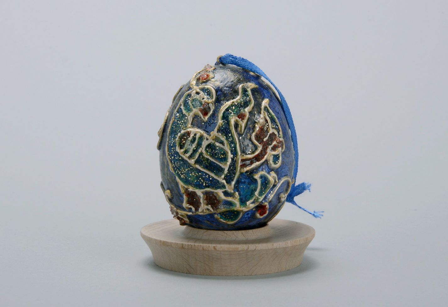 Suspension décorative artisanale œuf de Pâques Oiseau bleu du bonheur photo 1