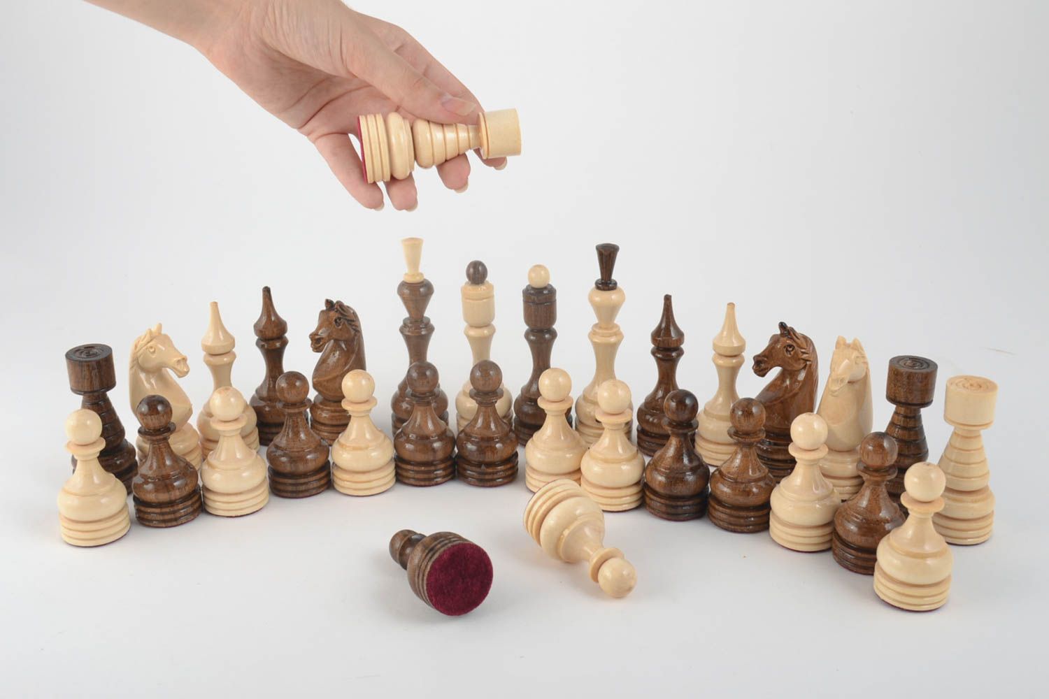 Unusual handmade wooden chessmen chess pieces board games best gifts for him photo 5