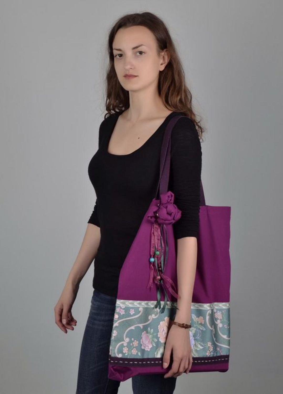 Large women's handbag, fabric eco-friendly bags  photo 2