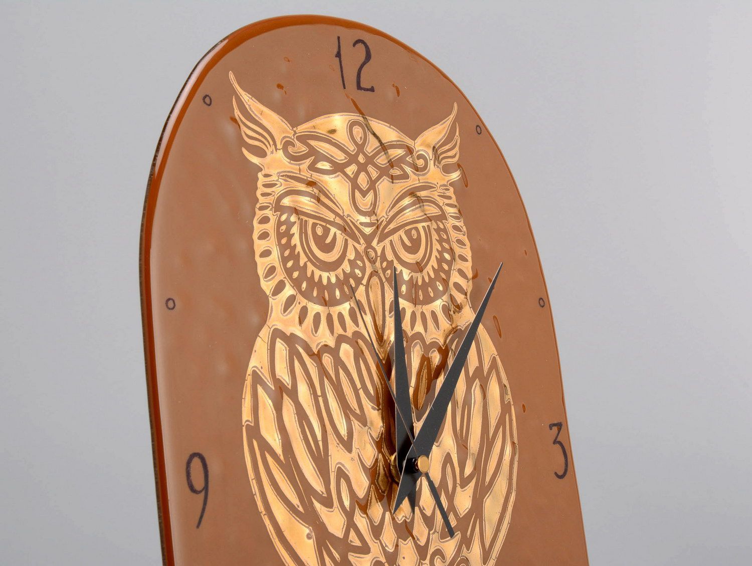 Glass clocks Golden owl photo 3