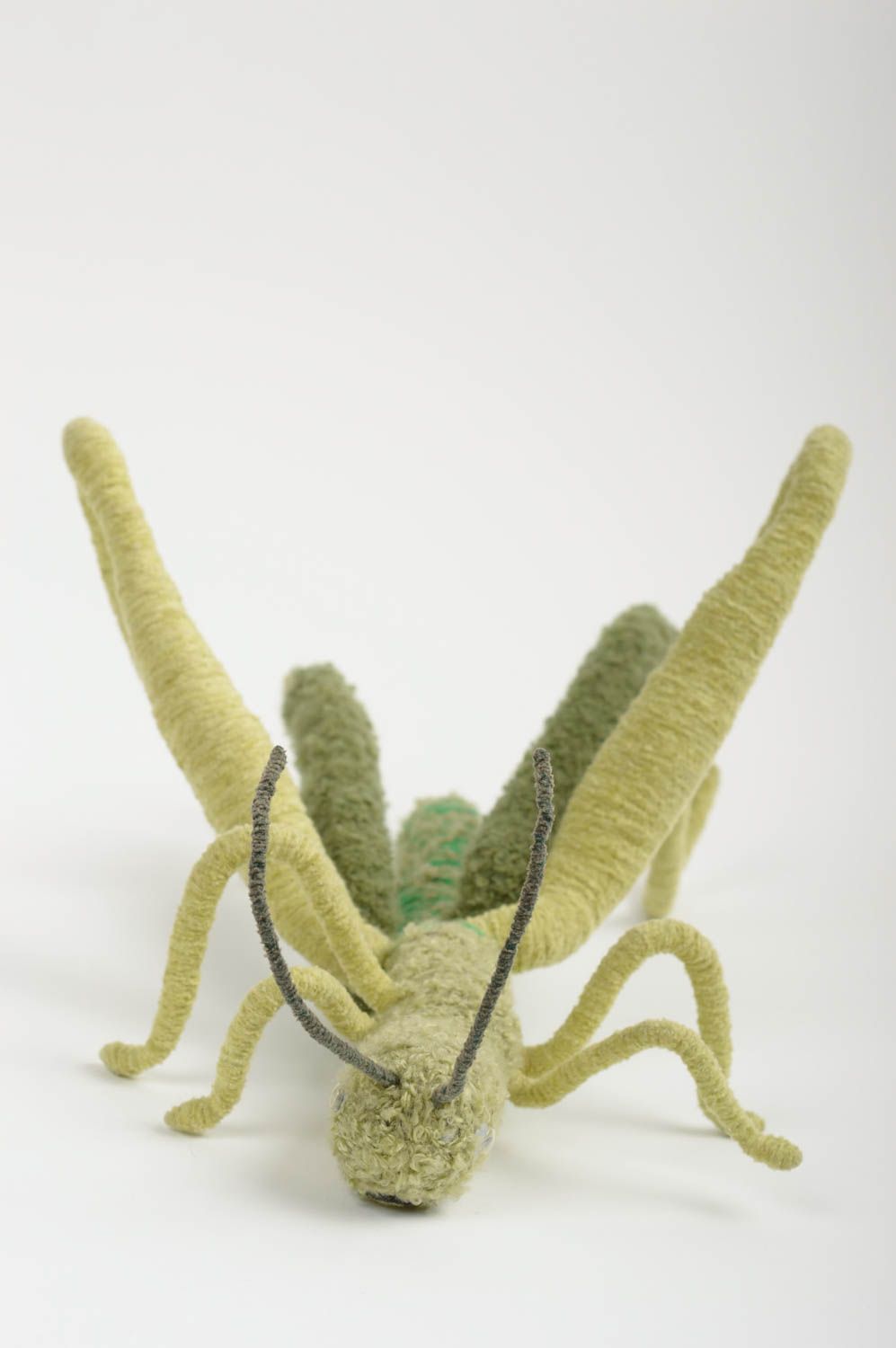 Jouet insecte Peluche faite main sauterelle verte en fils Cadeau original photo 2