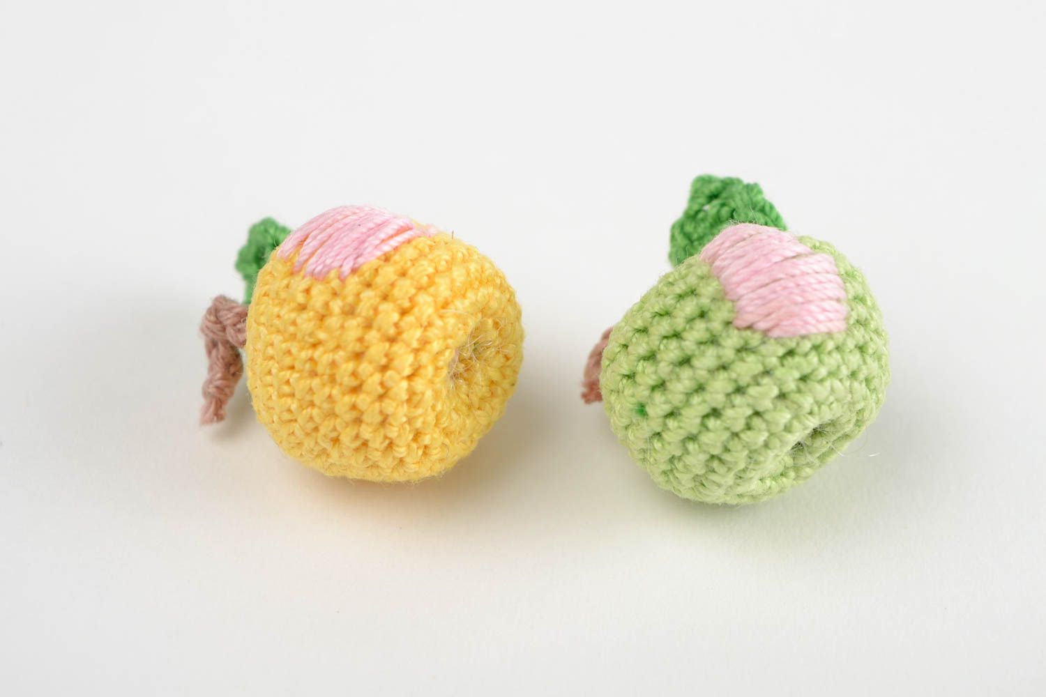 Handmade gehäkelte Früchte Miniatur Spielzeuge Set gehäkeltes Obst 2 Stück Äpfel foto 5