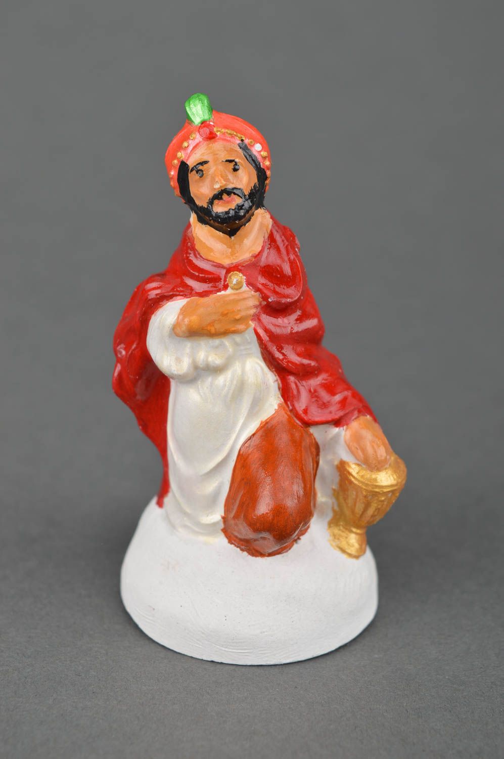 Figurita de belén hecha a mano figura de yeso decoración navideña Rey mago  foto 3