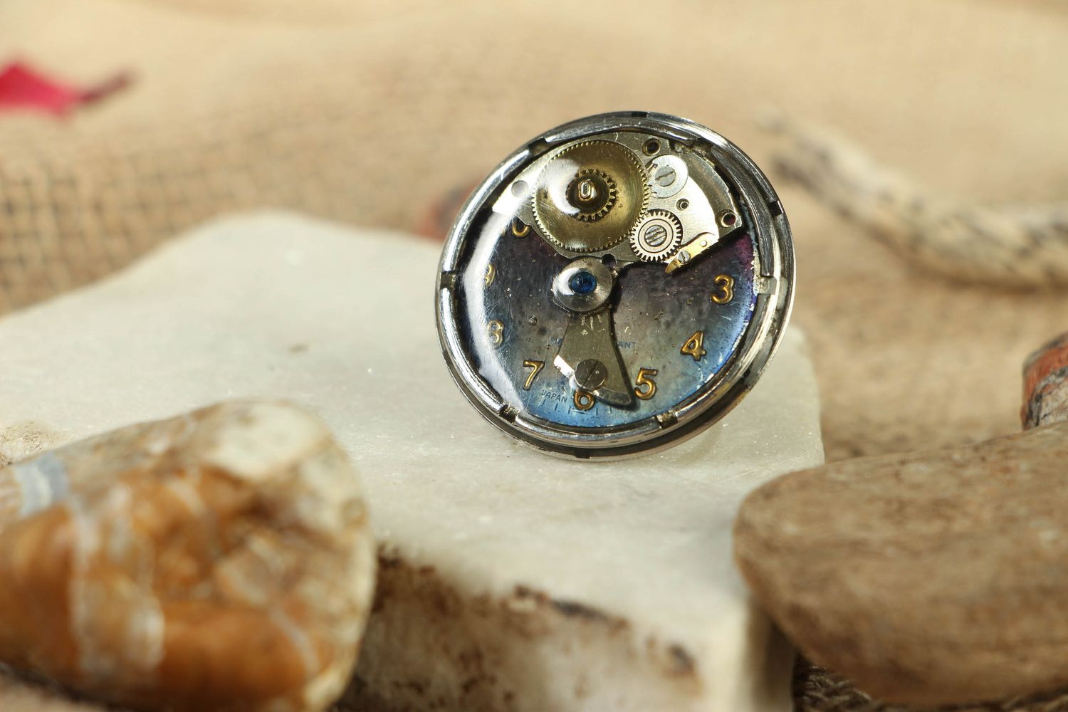 Large round metal ring in steampunk style photo 5