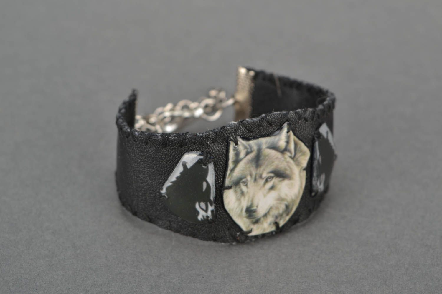Synthetic leather bracelet Wolf photo 4