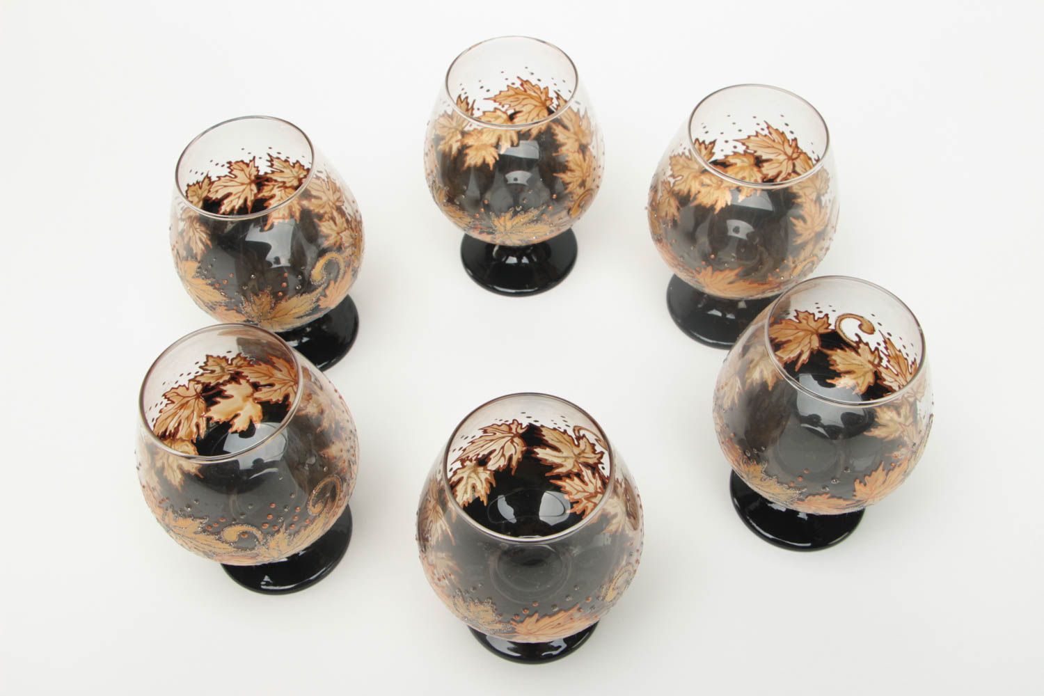 Стеклянные расписные бокалы для вина 400 мл набор 6 штук посуда ручной работы  фото 3