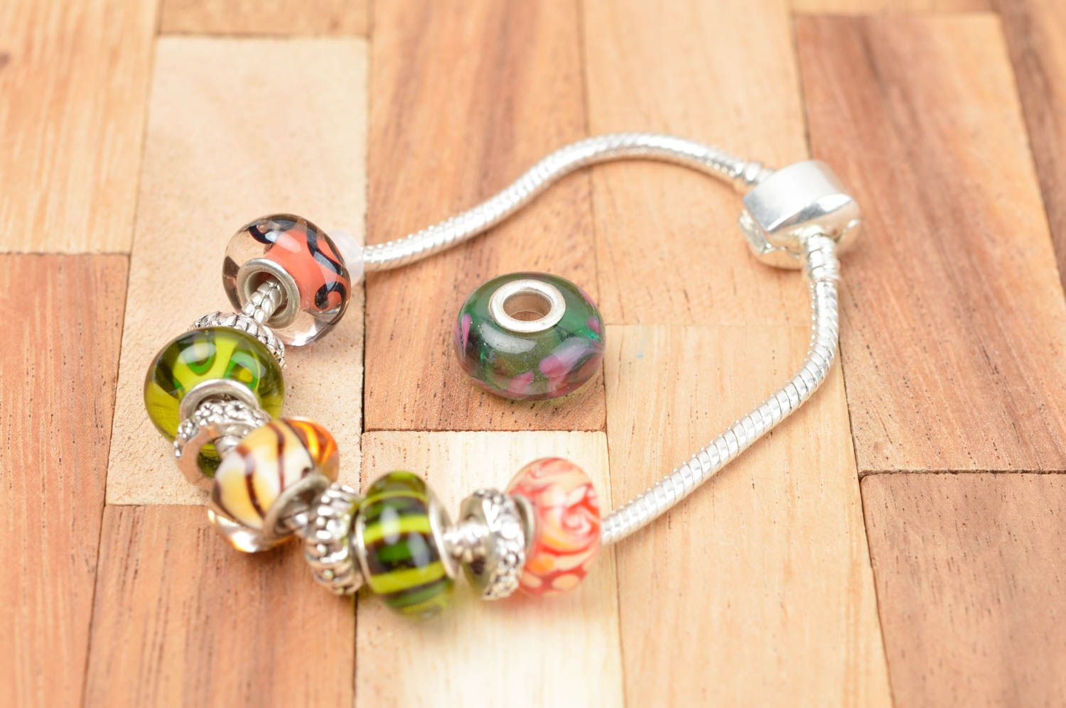 Handgemachte Glasperle für Halskette Lampwork Perle Schmuckperle zum Basteln foto 4