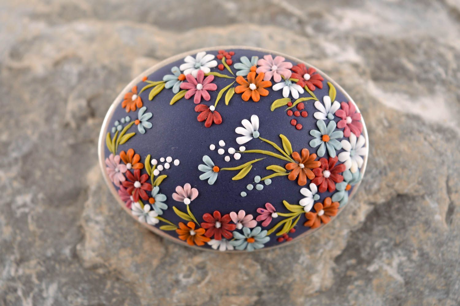Handmade brooch made of polymer clay plastic jewelry fashion accessories photo 1