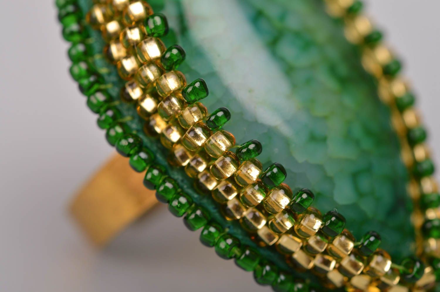 Bague fantaisie fait main Bijoux femme verte Cadeau original agate ovale photo 5