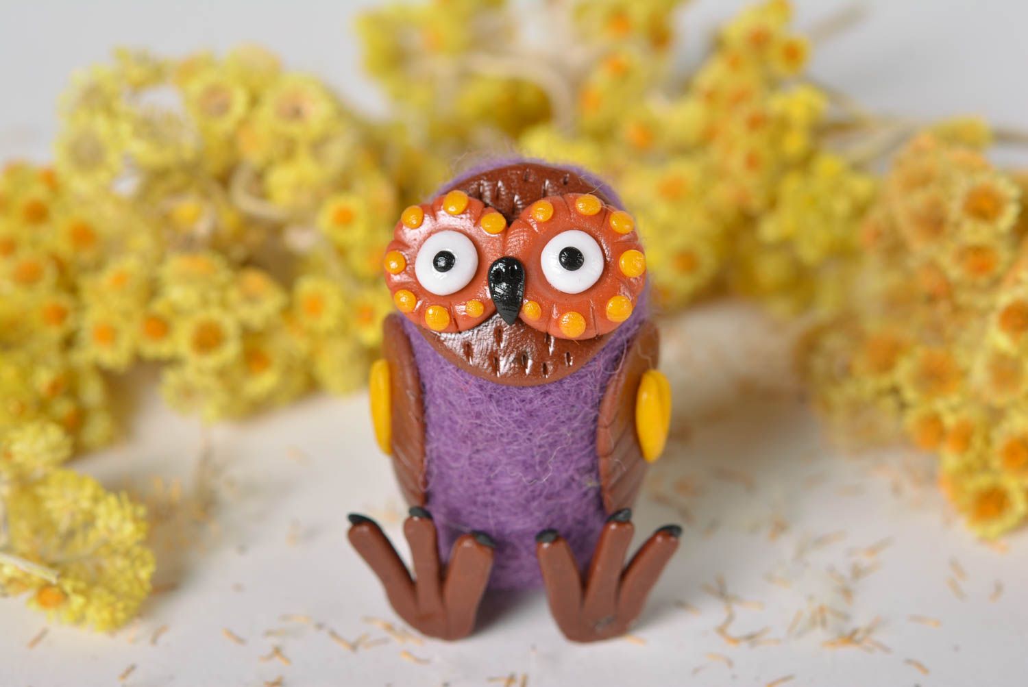 Handmade woolen owl toy designer present for children interior decoration ideas photo 3