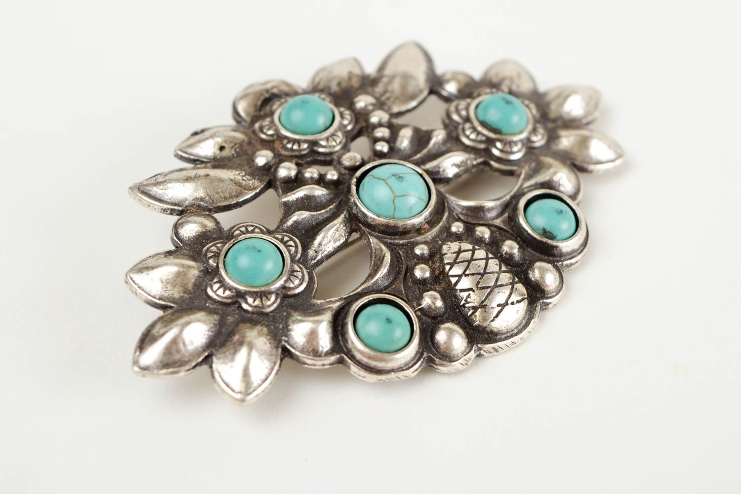 Stylish handmade metal brooch jewelry gemstone brooch pin small gift ideas photo 4