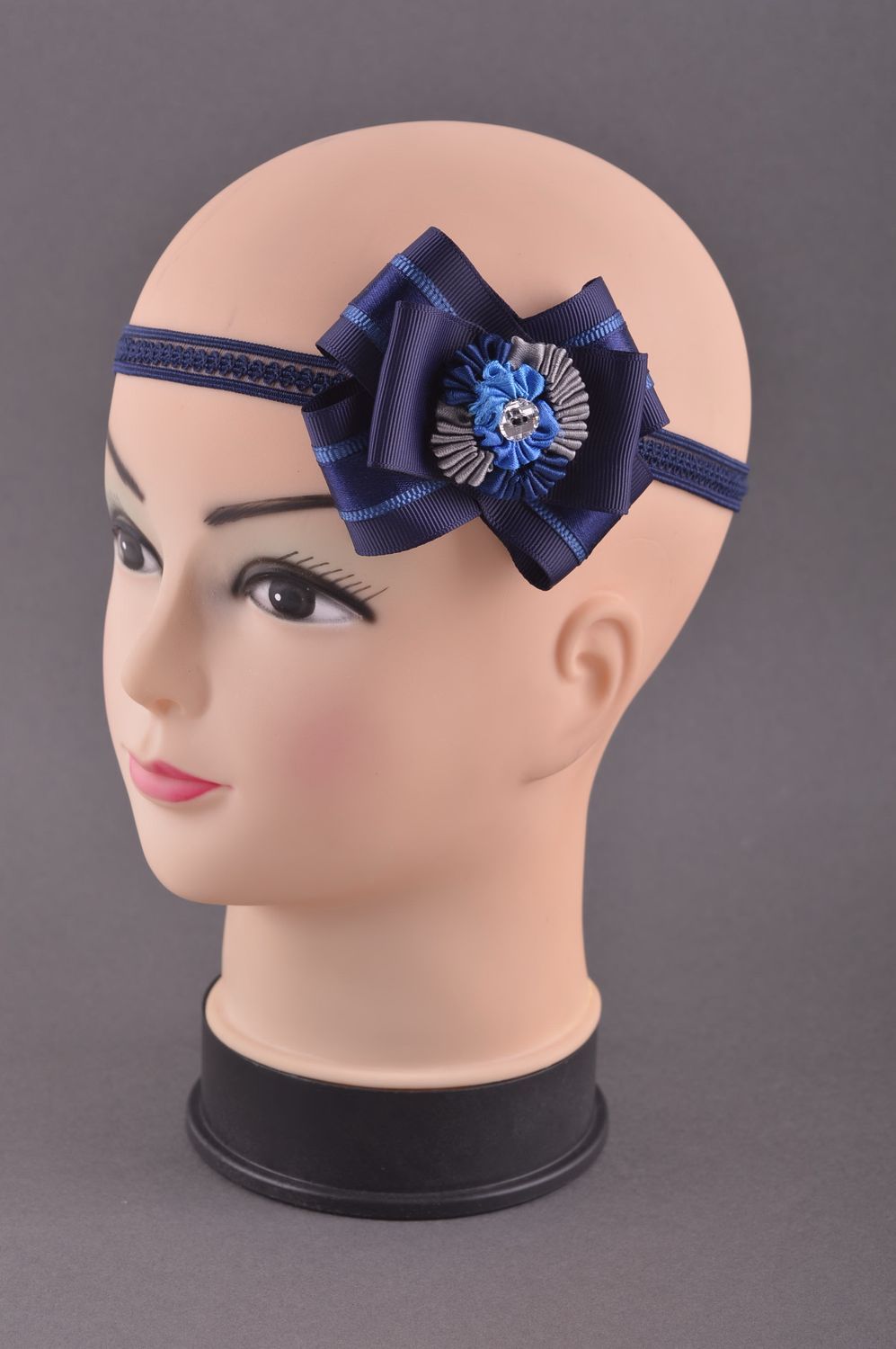 Аксессуар для волос хэнд мэйд полоска для волос ободок на голову синий фото 1