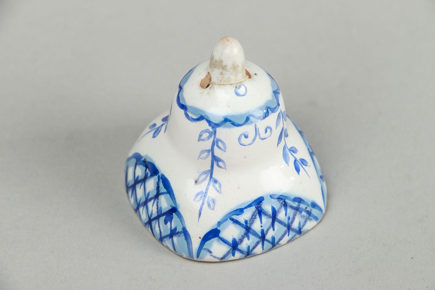 Clochette céramique décorée bleue faite main photo 2
