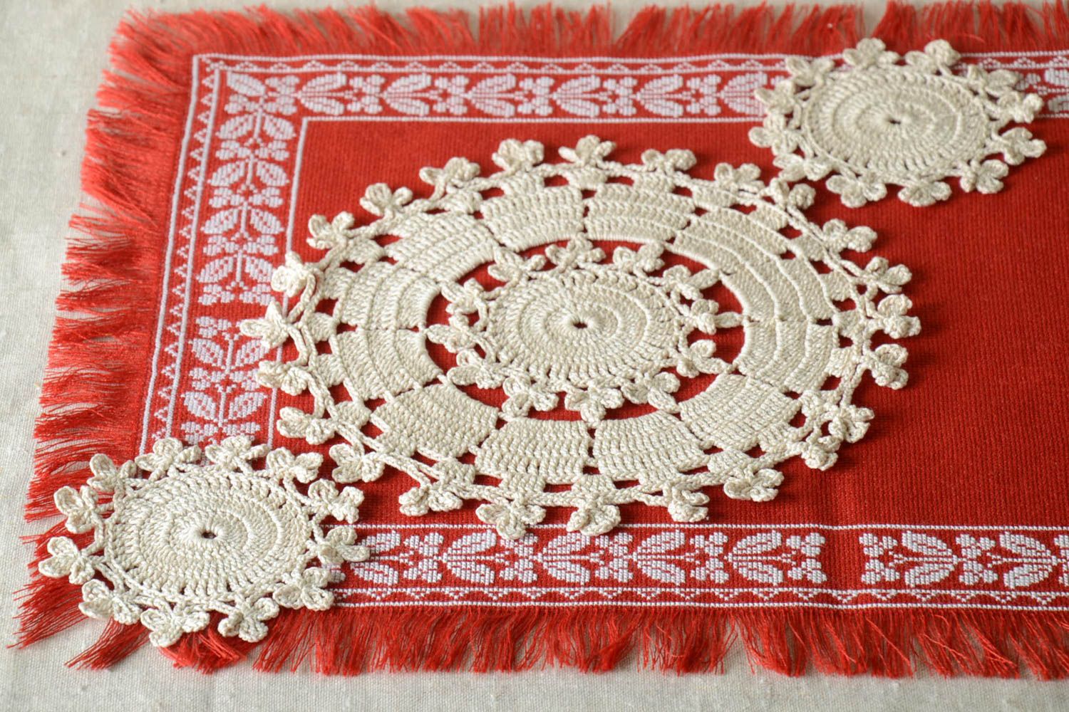 Servilletas crochet hechas a mano textil para el hogar decoración de mesa foto 1