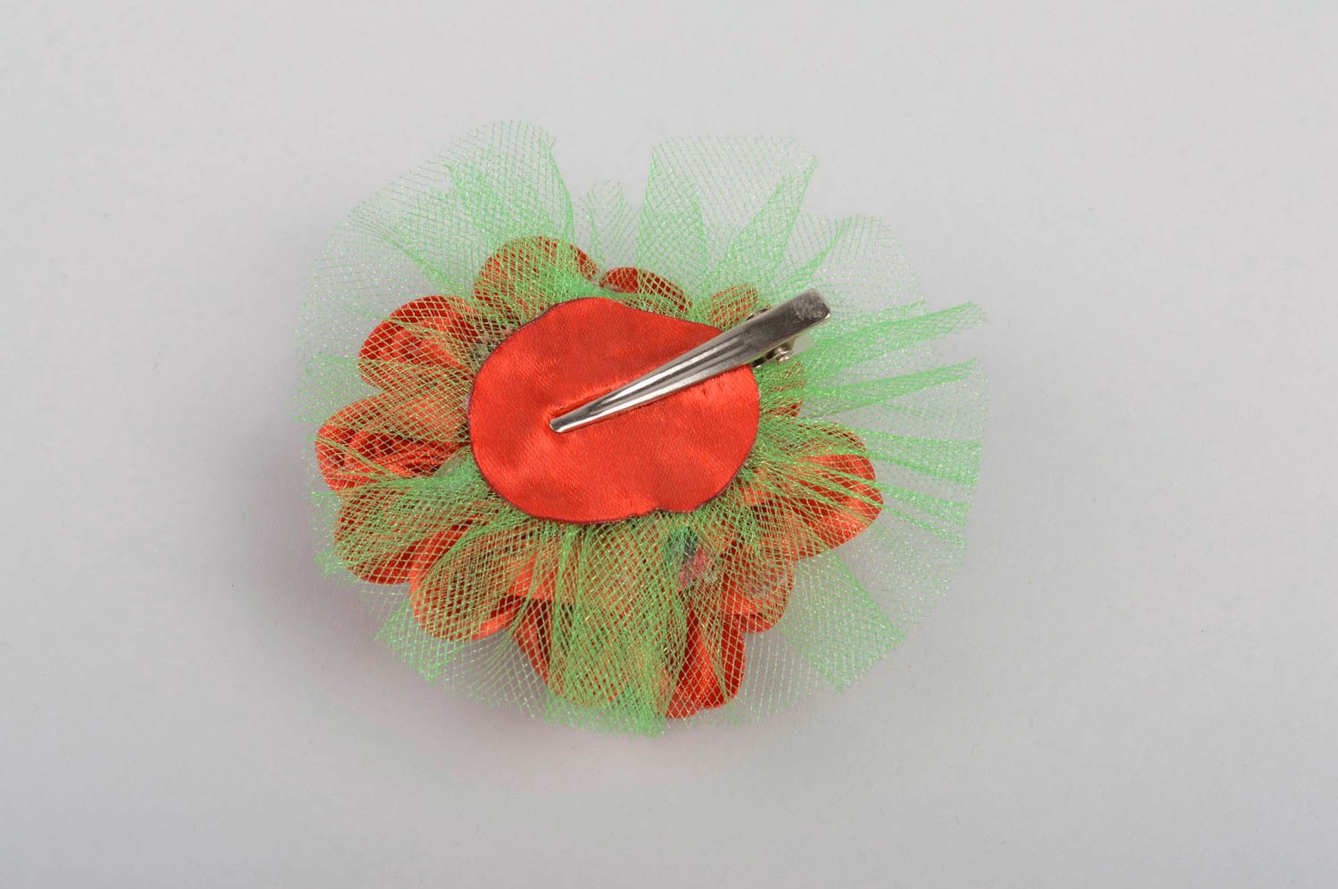 Rote Blume Haarspange handgemachter Schmuck Accessoire für Mädchen grell  foto 4