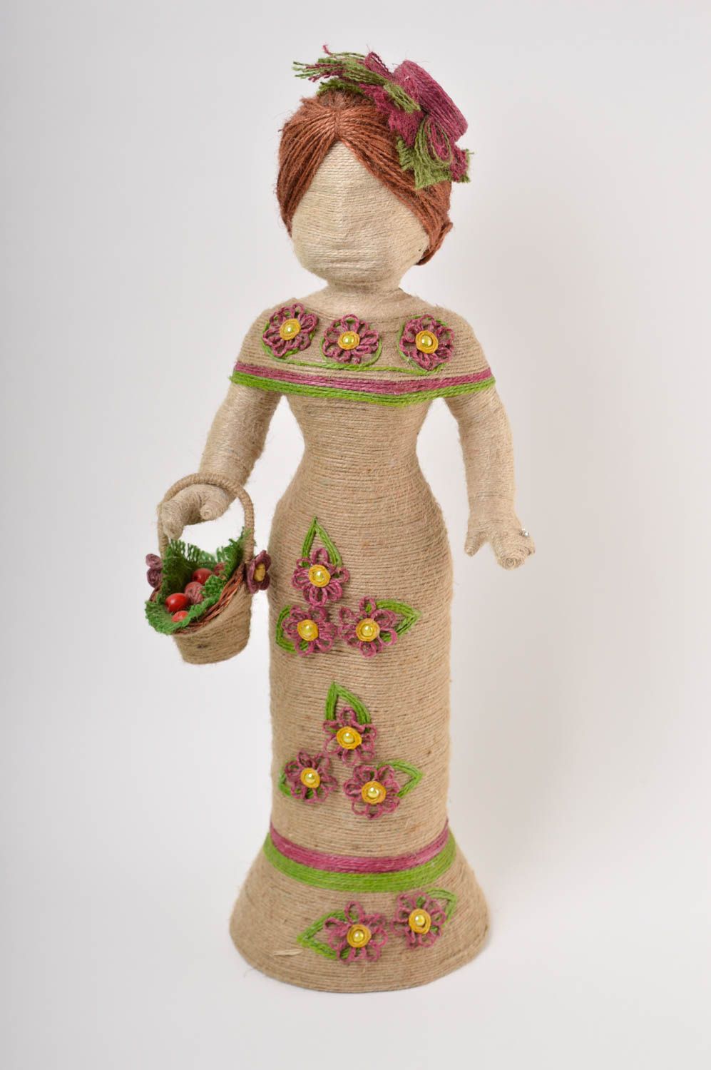 Кукла ручной работы декор для дома кукла из шпагата статуэтка фигурка Цветочница фото 2
