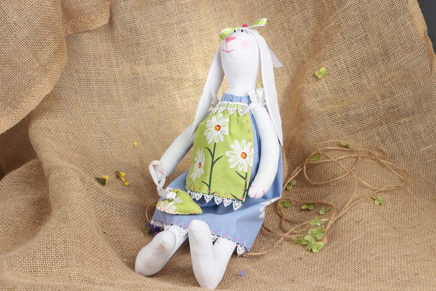 Homemade linen toy hare photo 5
