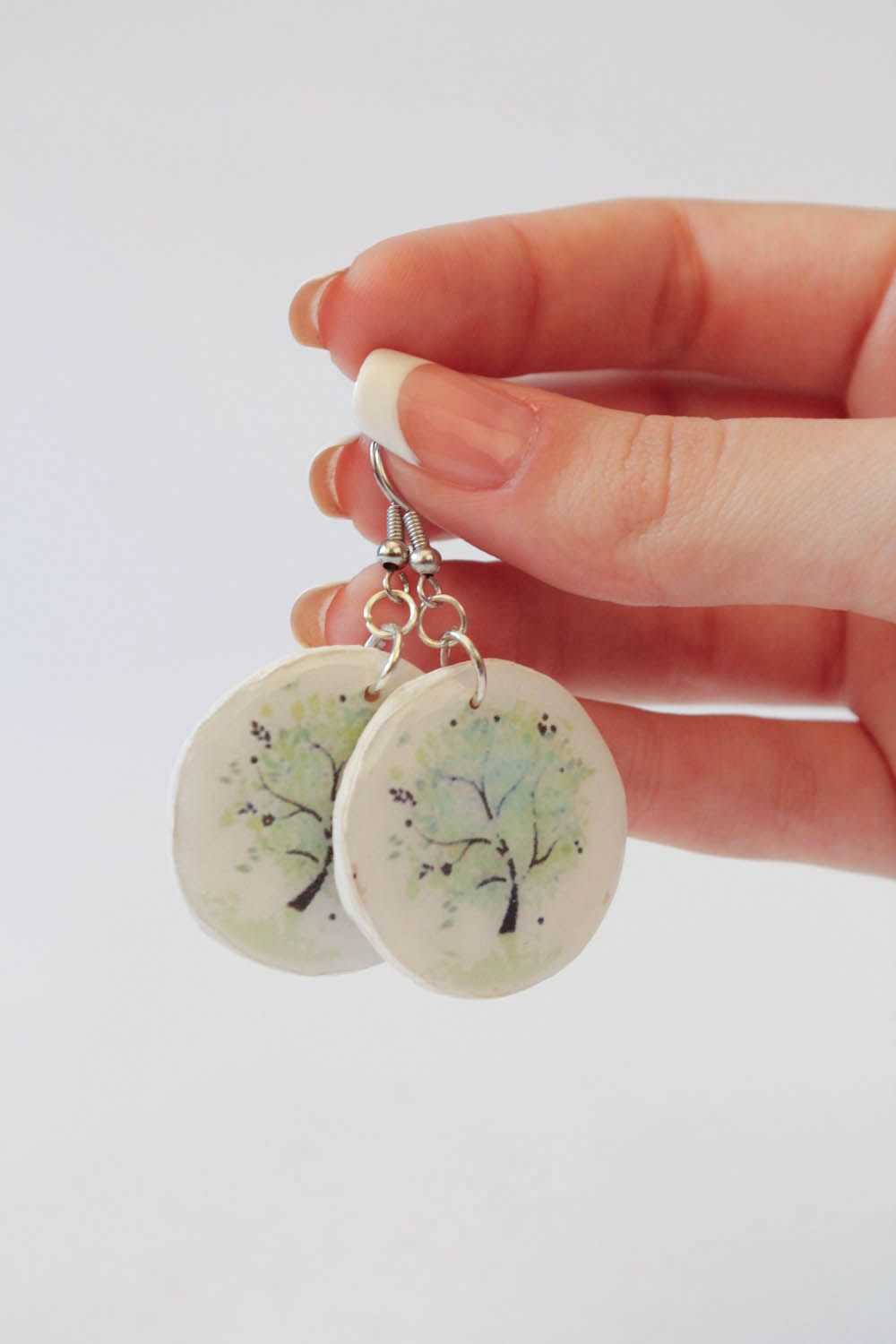 Round earrings made of polymer clay photo 5