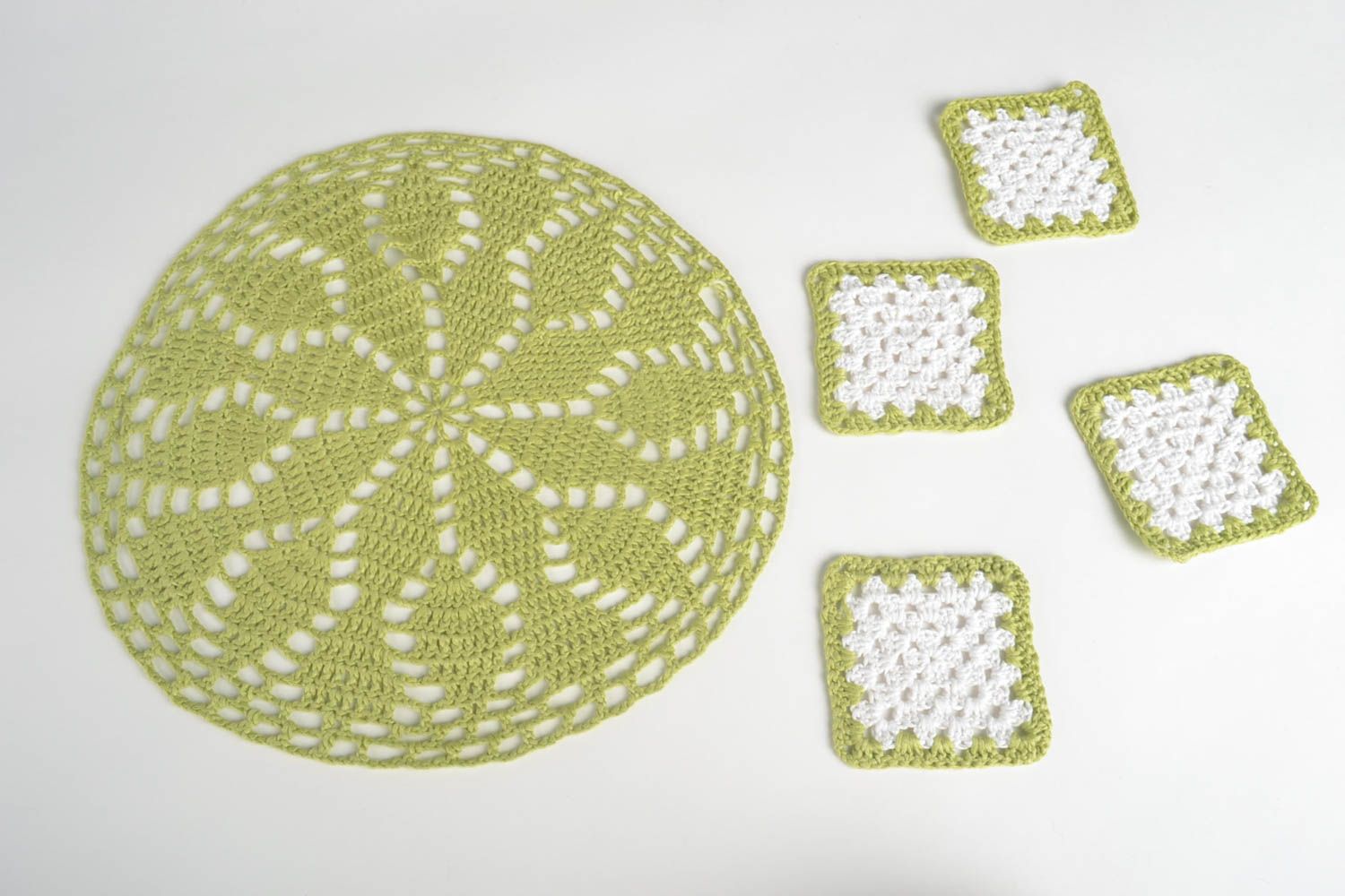 Handmade crochet napkin crochat coaster 4 hot pads crochet ideas home textiles photo 3