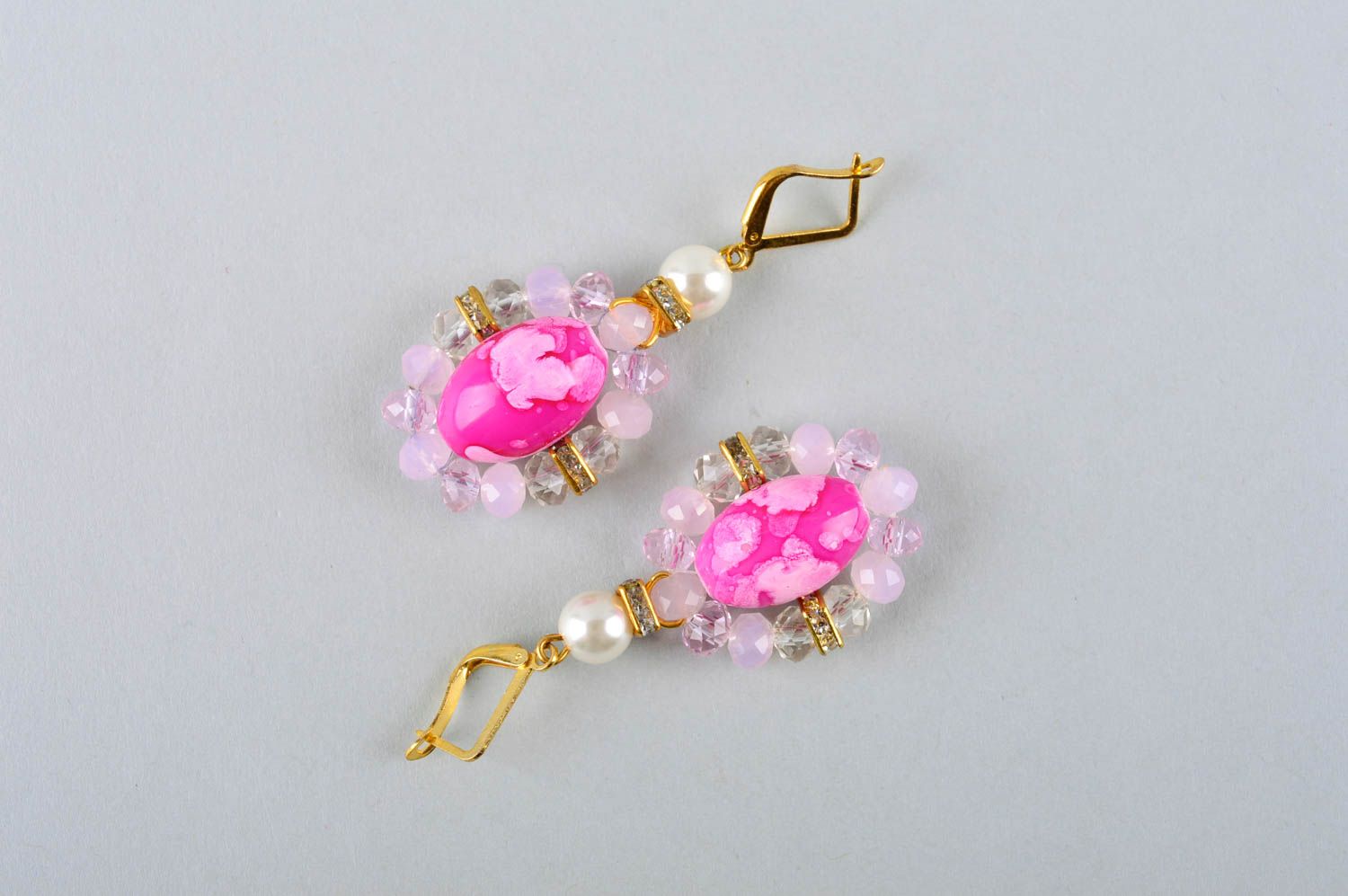 Rosa Ohrringe handmade Modeschmuck Ohrringe schönes Accessoire für Frauen foto 4