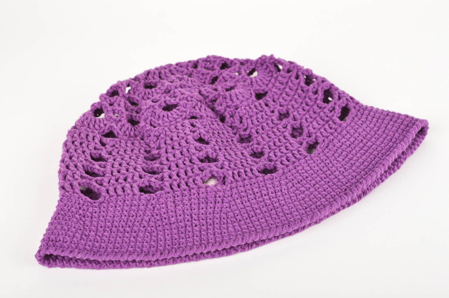 Handmade crocheted hat for girls unusual children headwear stylish summer hat photo 2