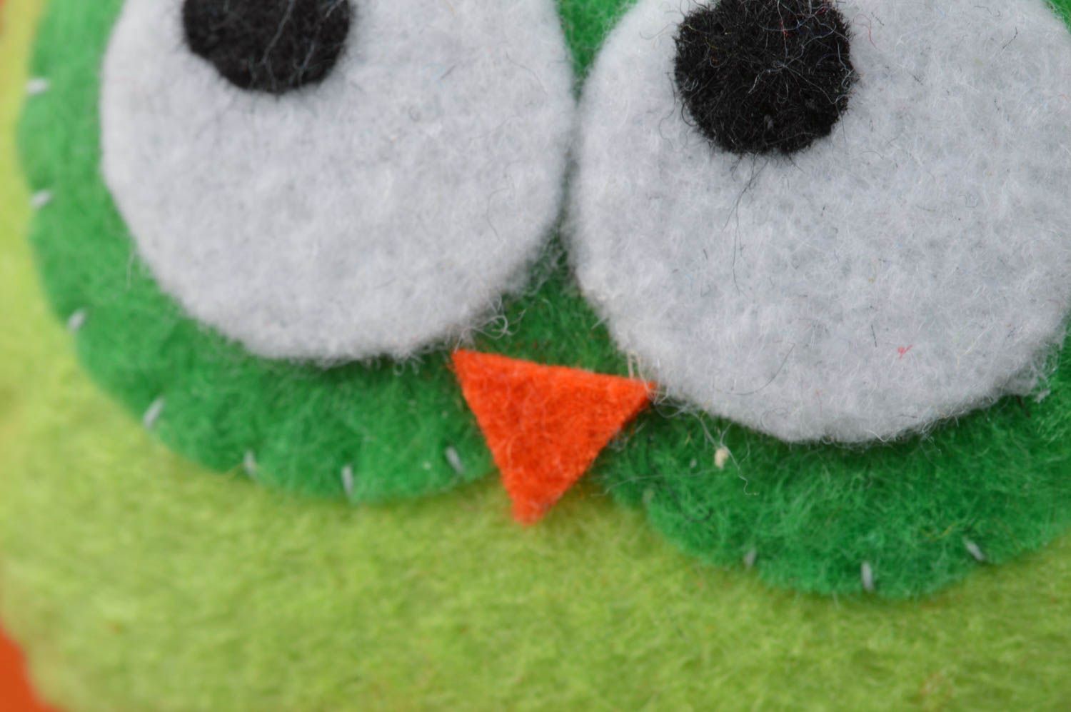 Handmade soft toy bookmark made of felt toy-tab for books green owl lime  photo 4