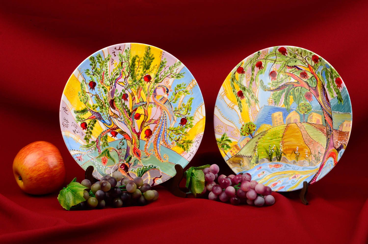Handmade decorative plates 2 unusual glass plates stylish beautiful plates photo 1