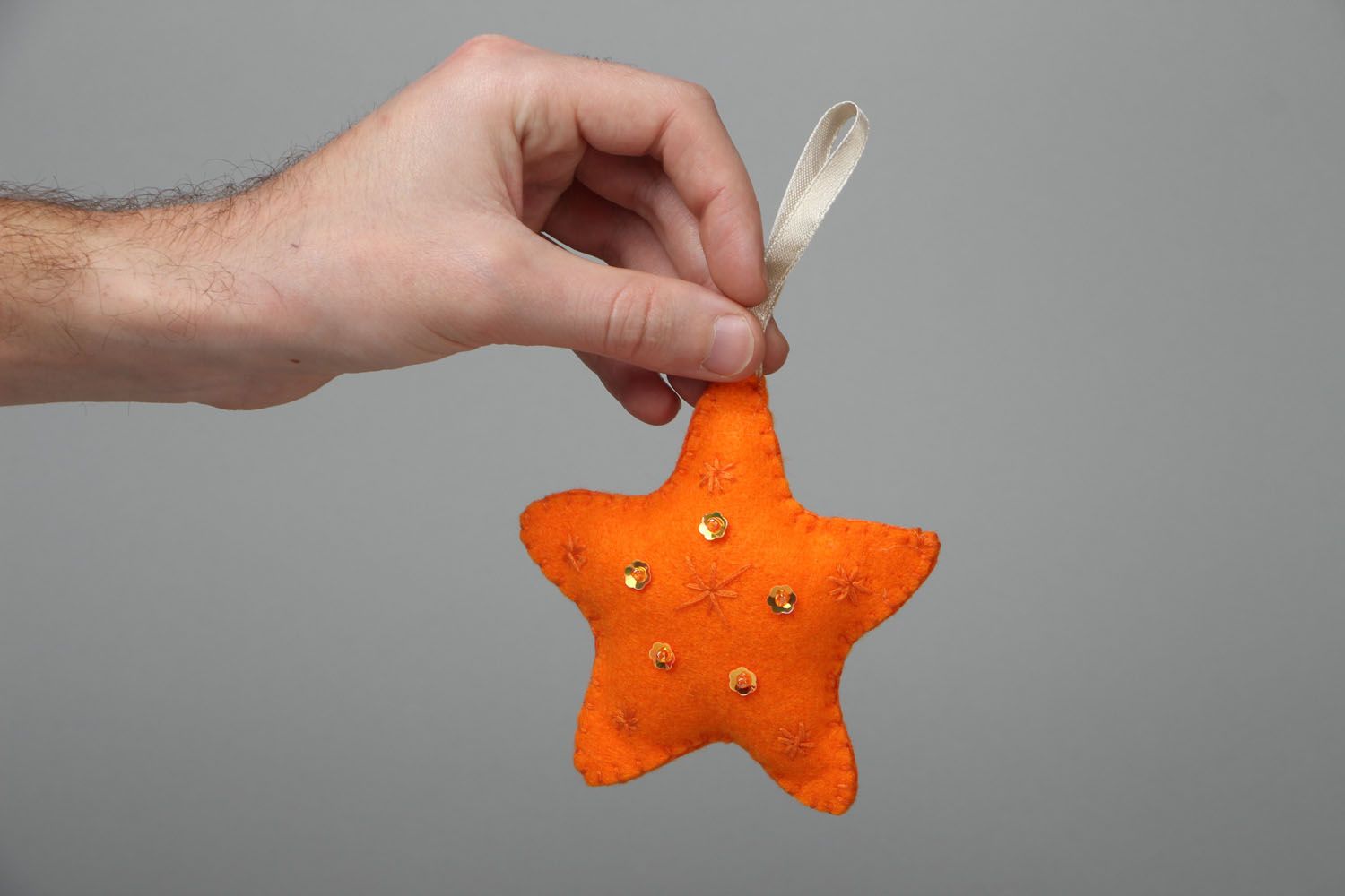 Елочная игрушка из фетра Звезда фото 3