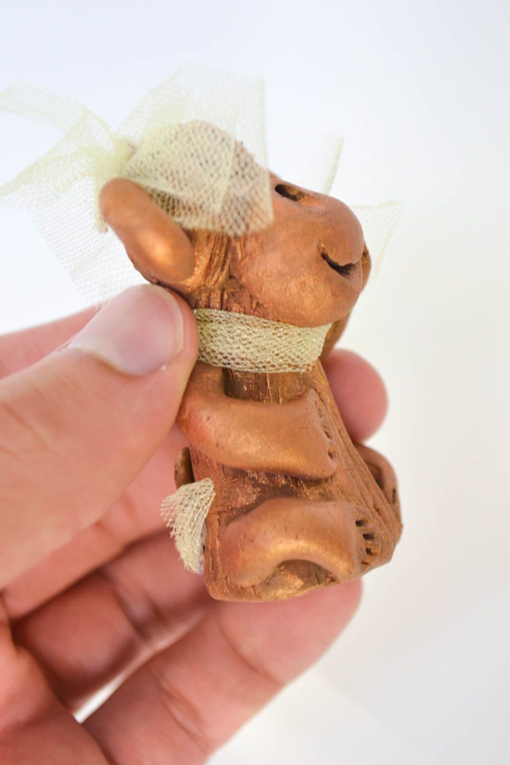 Статуэтка для дома ручной работы подарок и сувенир фигурка из глины обезьянка фото 4