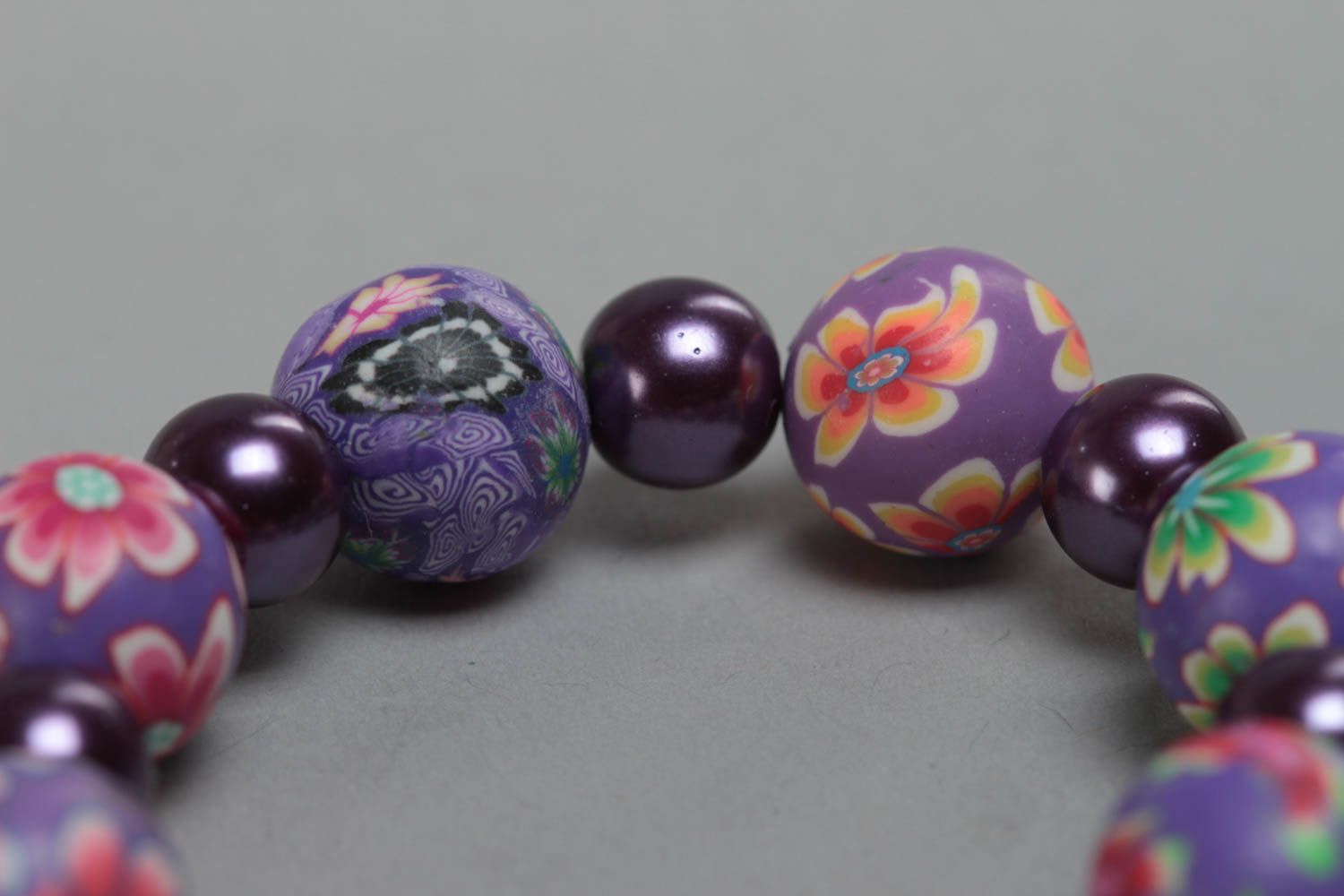 Beautiful children's designer handmade polymer clay bracelet with beads photo 4