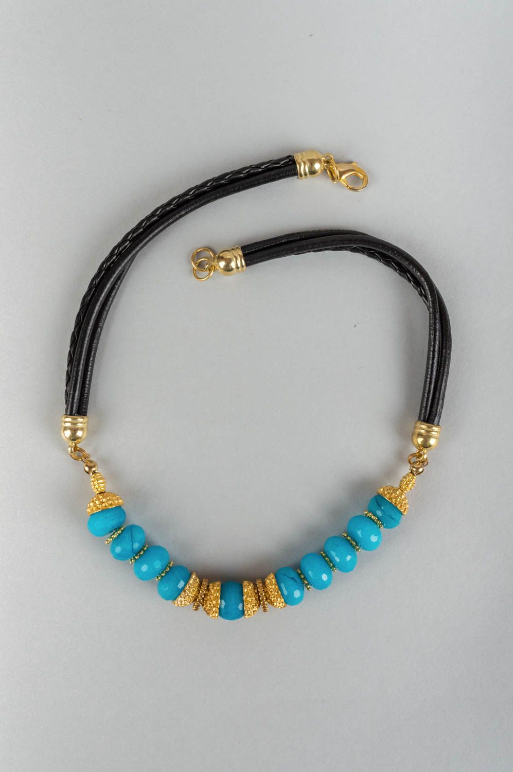 Set of natural stone jewelry brass necklace brass earrings quartz jewelry photo 3