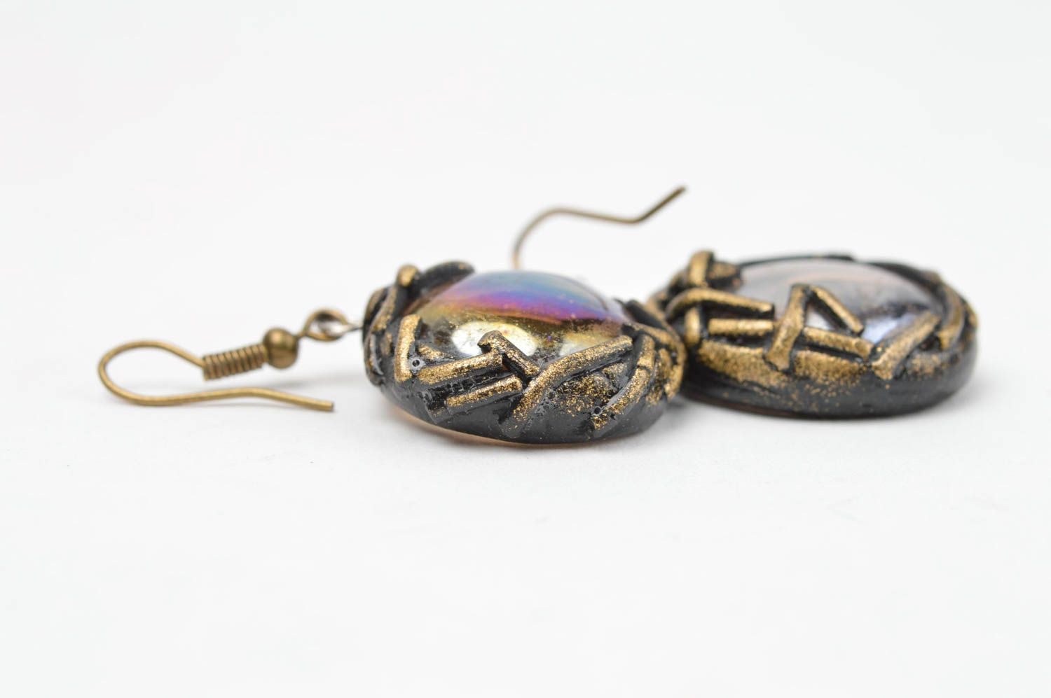 Zarte Ohrringe aus Glas und Polymerton weiblich handmade Schmuck für Frauen  foto 3