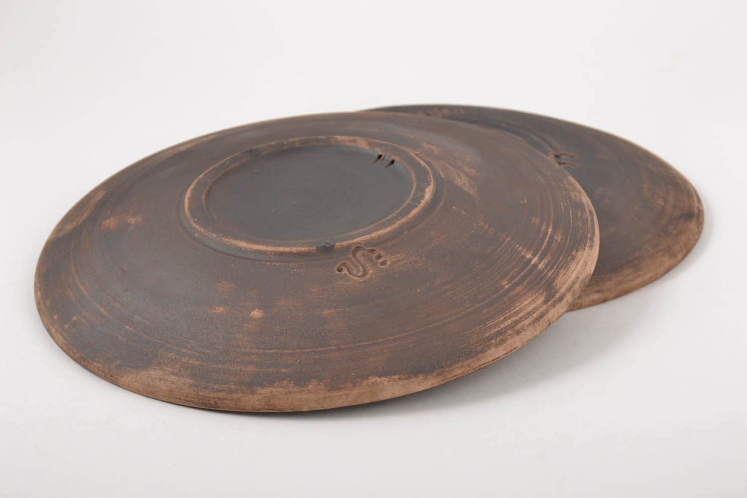 Керамические тарелки ручной работы глиняная посуда две узорные расписные тарелки фото 4