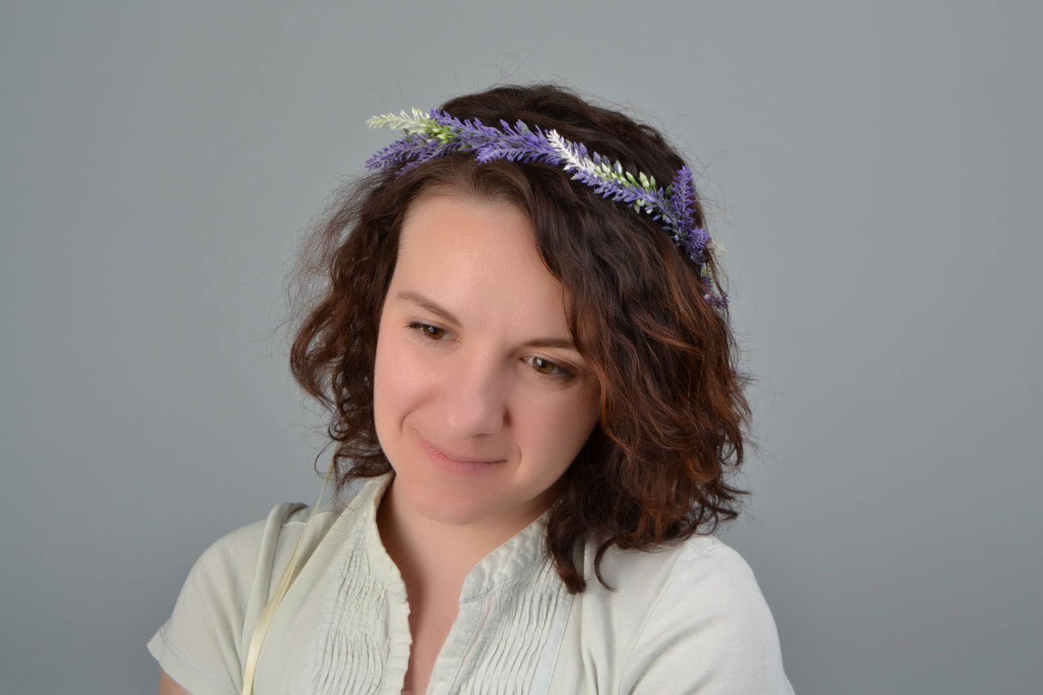 Headband with artificial flowers Lavender photo 2
