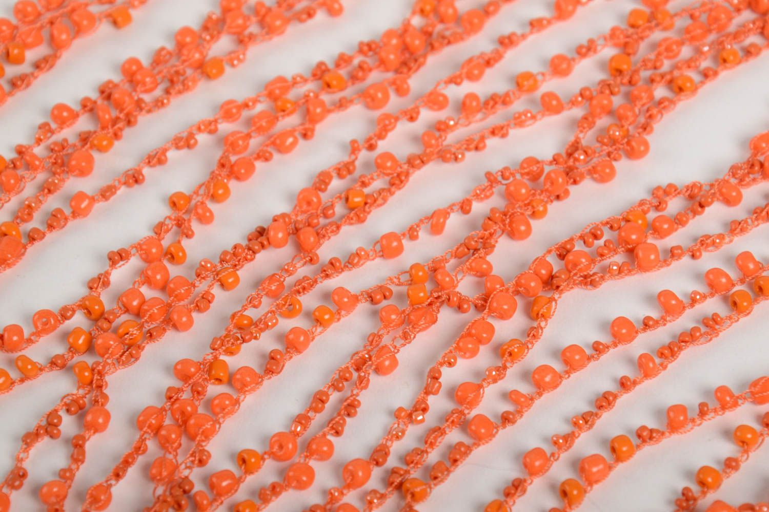 Колье ручной работы украшение на шею оранжевое колье из бисера нарядное фото 5