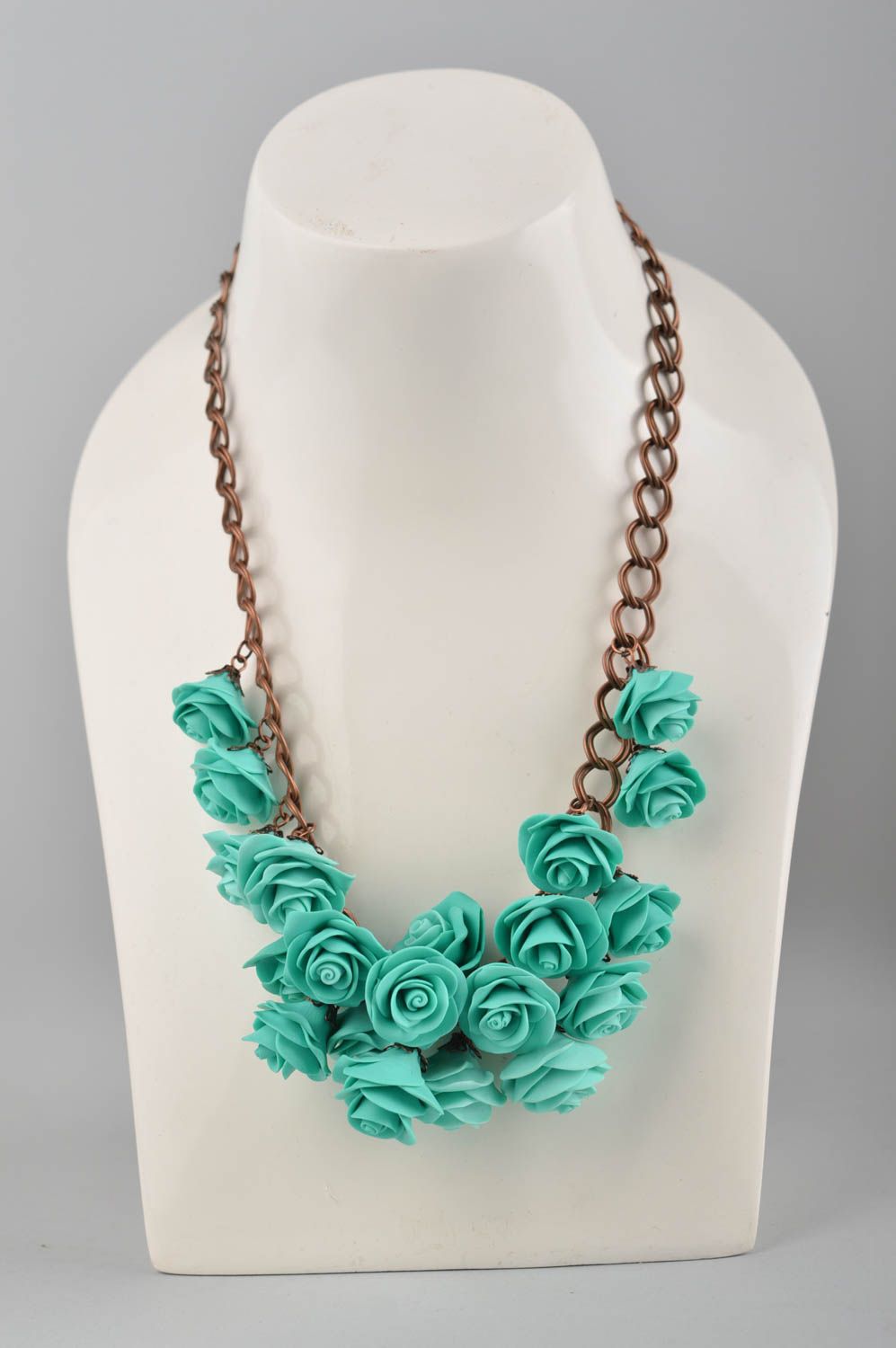 Flower necklace handmade polymer clay accessories plastic jewelry chain necklace photo 1