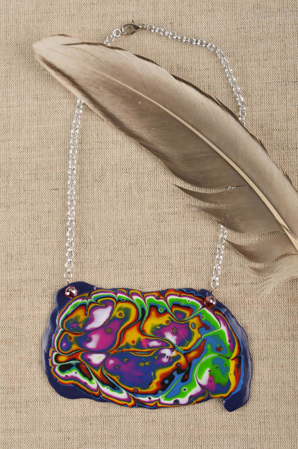 Модная бижутерия украшение ручной работы колье из полимерной глины разноцветное фото 1