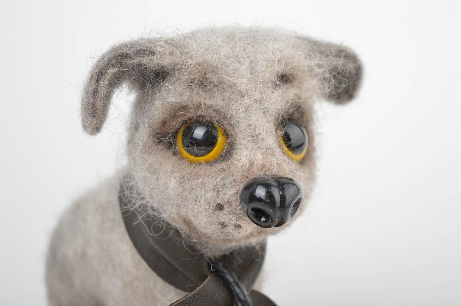 Juguete artesanal muñeco de peluche de lana regalo original Perrito gris foto 2