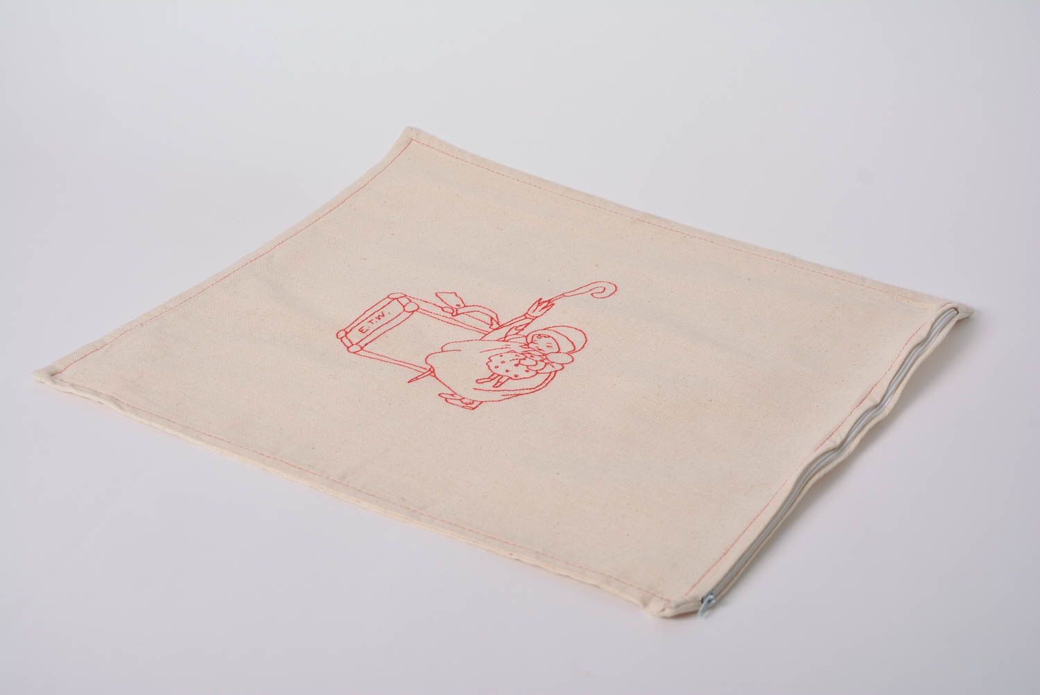 Handmade beautiful designer pillow cover sewn of natural semi linen cloth photo 2