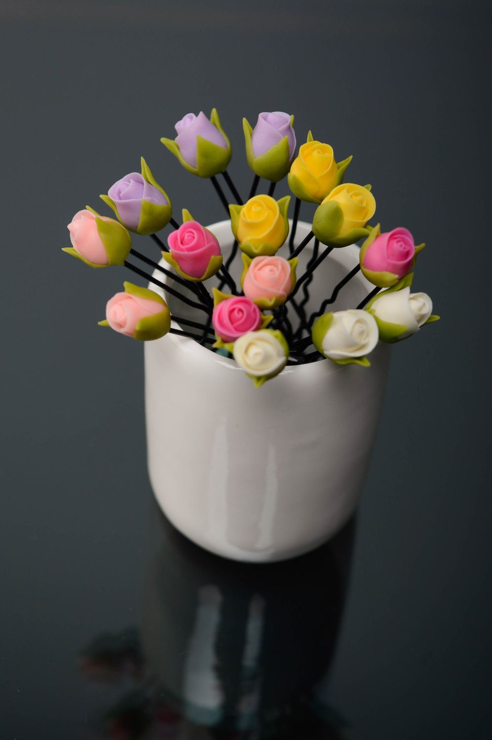 Handmade Haarnadel Set mit lila Blumen foto 2