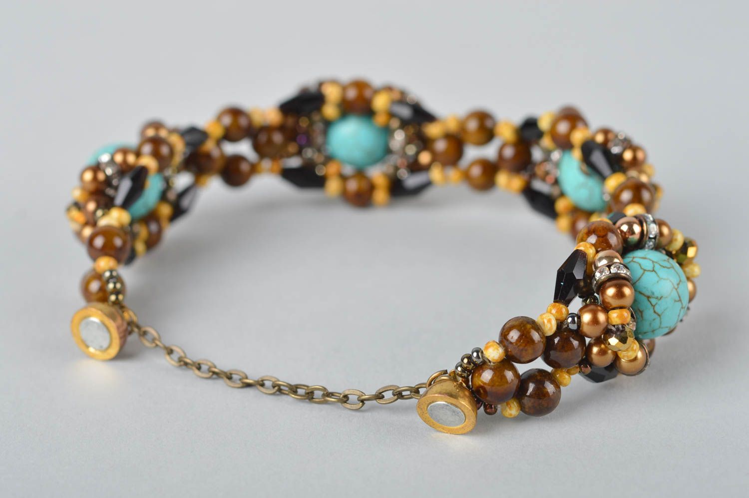 Bracelet perles rocaille Bijou fait main design turquoise Accessoire femme photo 4