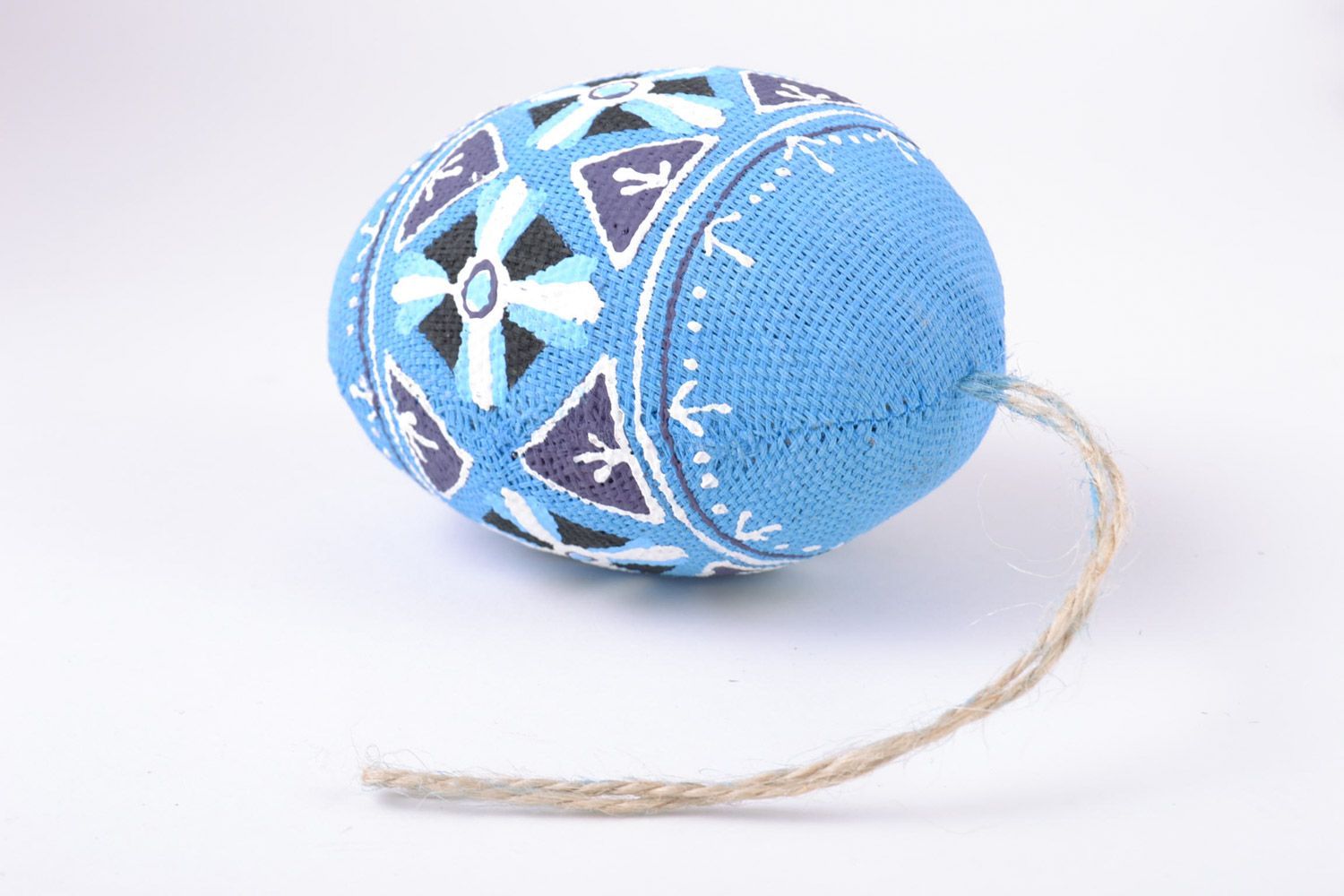 Handmade decorative soft blue Easter egg sewn of fabric and scented with vanilla photo 4