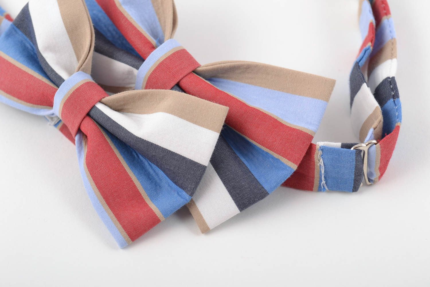 Комплект галстуков бабочек из ткани для папы и сына ручной работы полосатые фото 2