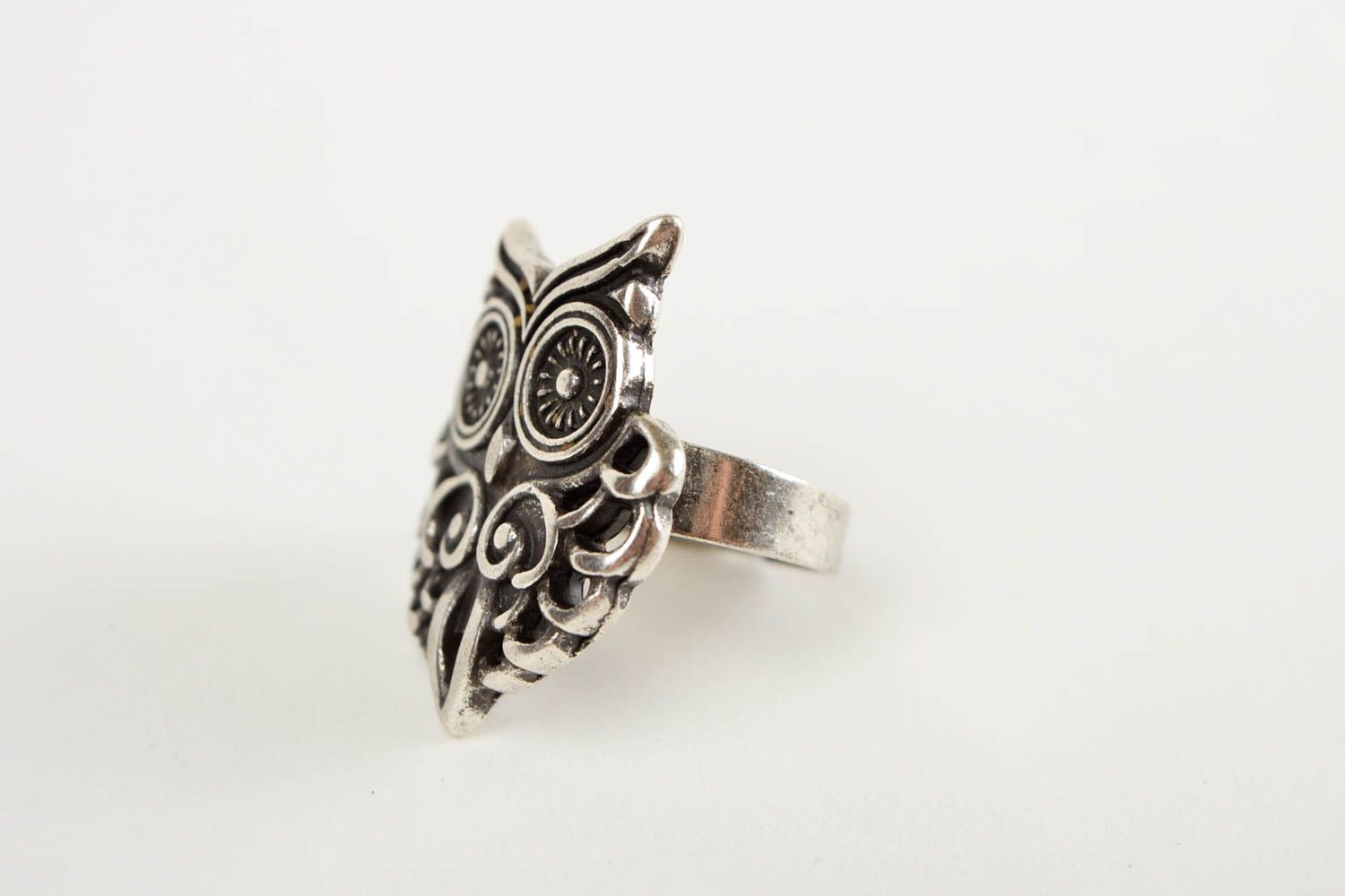 Кольцо ручной работы металлическое кольцо женское кольцо с изображением совы фото 4