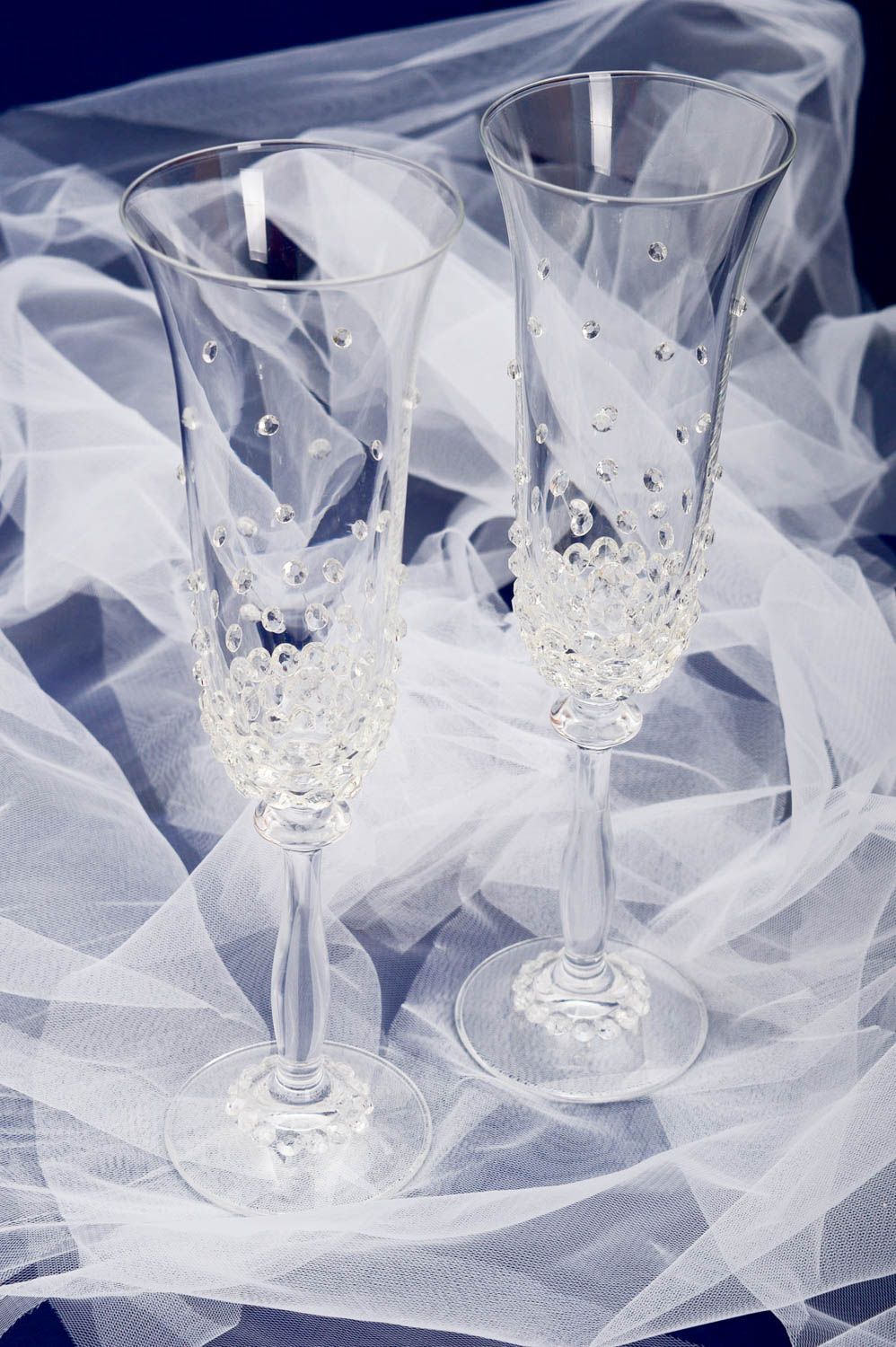 Elegant wedding glasses 2 handmade classic glasses beautiful ware for newlyweds photo 1