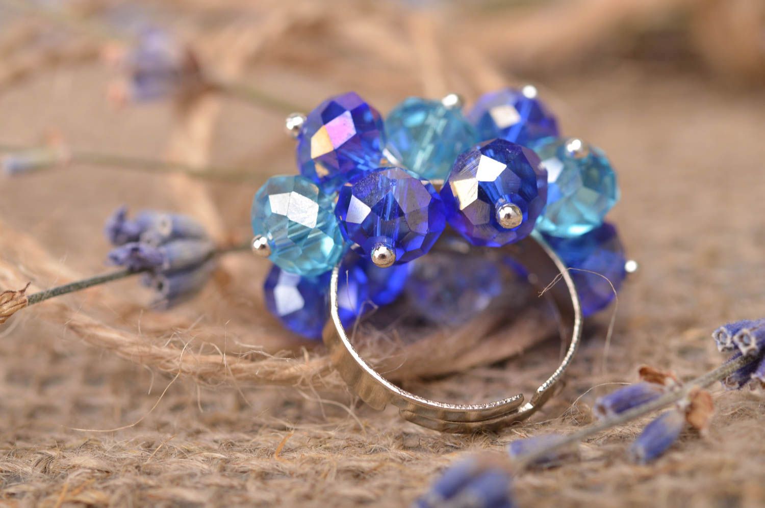 Ring Damen handmade Schmuck Ring Designer Accessoires Geschenk Ideen in Blau foto 1